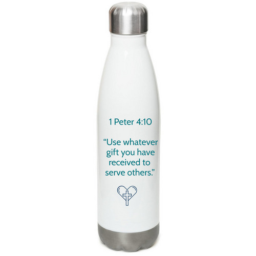 Drink, and be well, a White Stainless Steel Water Bottle