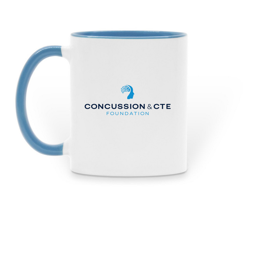 End CTE Mug, a Light Blue Two-Tone Ceramic Mug (back-view)