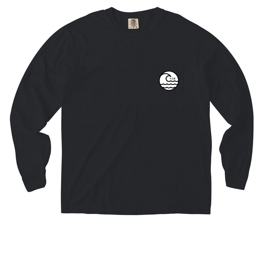 Half and half&nbsp; YCB, a Black Comfort Colors Long Sleeve Pocket Tee