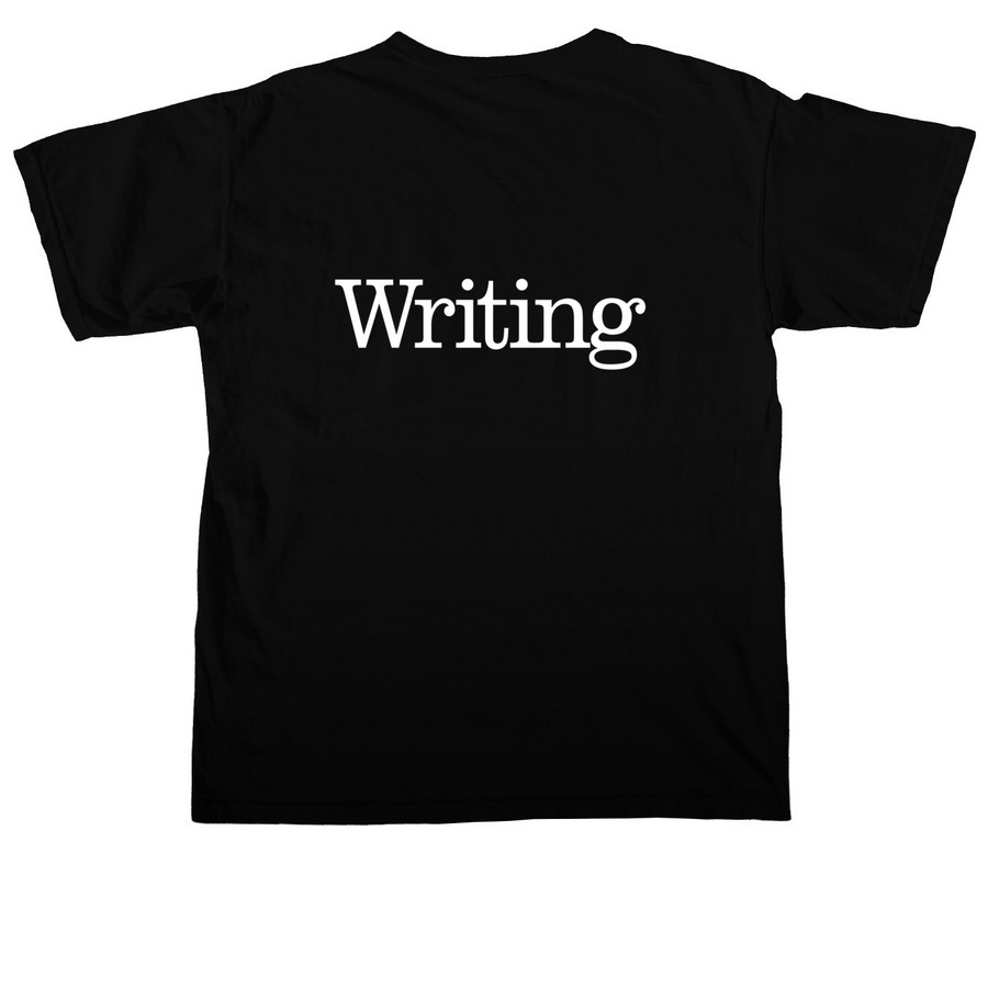 Reading & Writing, a Black Comfort Colors Unisex Tee (back-view)