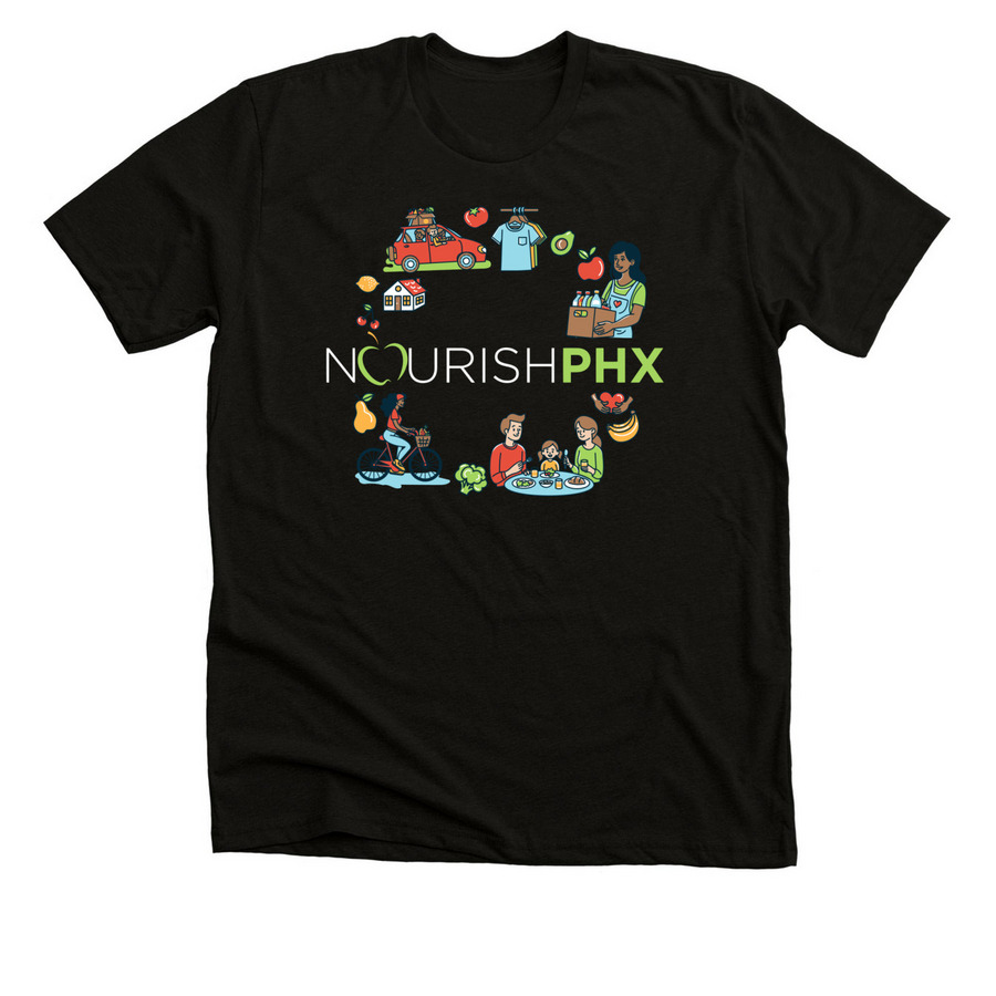 NourishPHX, a Solid Black Blend Premium Unisex Tee