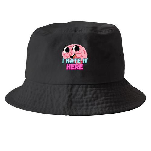 Brian Says Hat, a Black Printed Bucket Hat