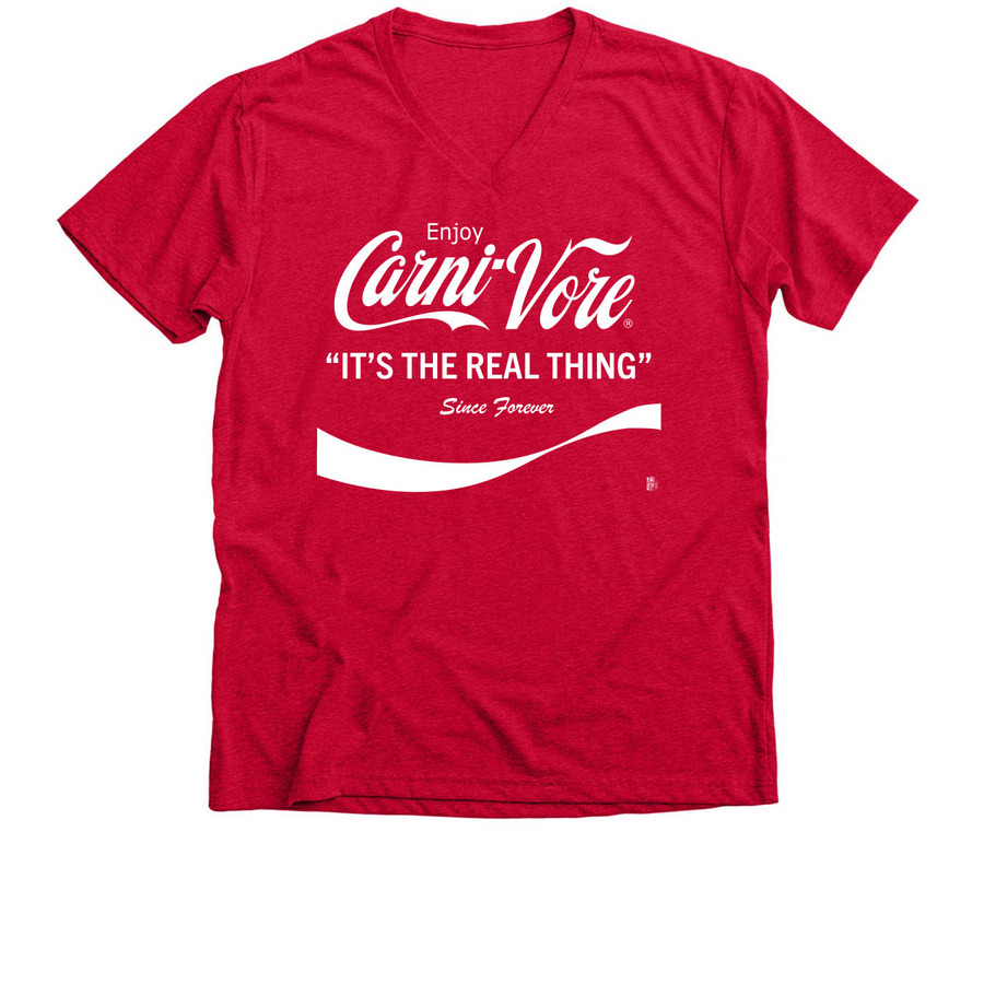 Carnivore Real Thing, a Heather Red Premium V-Neck Tee