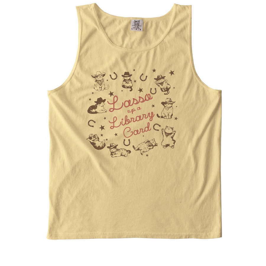 Lasso up a Library Card, a Butter Comfort Colors Tank Top