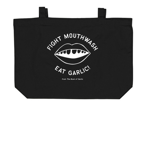 Eat Garlic Tote (Black), a Black Large Organic Cotton Tote Bag