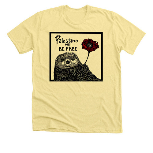 Otter 4 Palestine, a Heather Yellow Gold Premium Unisex Tee