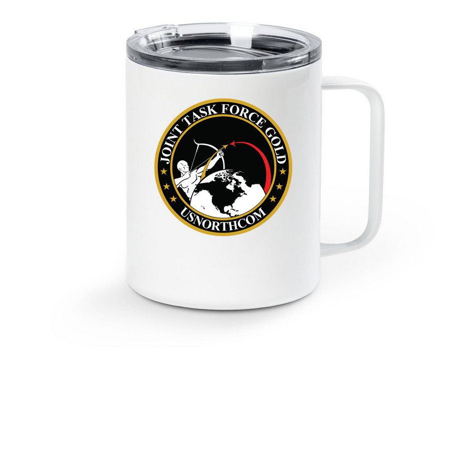 JTF-GOLD Travel Mug, a White Stainless Steel Travel Mug