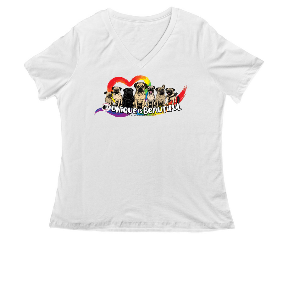 Pug Nation Limited Edition Pride Shirt, a White Women's Relaxed V-Neck Tee