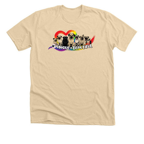 Pug Nation Limited Edition Pride Shirt, a Heather Soft Cream Premium Unisex Tee