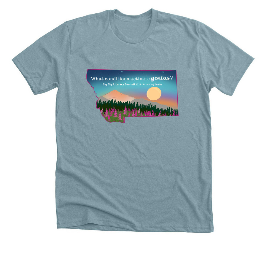 The Big Sky Literacy Summit 2026, a Heather Blue Lagoon Premium Unisex Tee