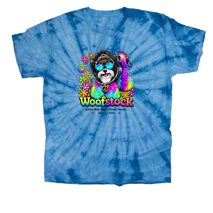 GSBTF Woofstock Logo, a Baby Blue Classic Tie Dye Tee