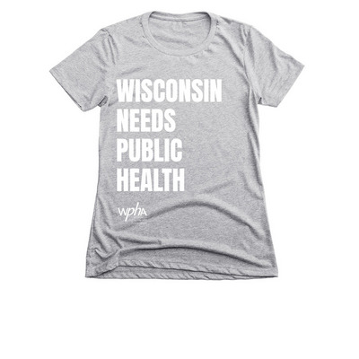 Wisconsin Needs Public health, a Dark Heather Grey Women's Slim Fit Tee
