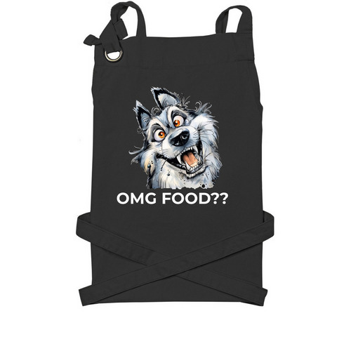 Food Time!, a Black Cotton Canvas Pocket Apron