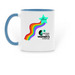 25th Anniversary Mugs, a Light Blue Two-Tone Ceramic Mug (back-view)