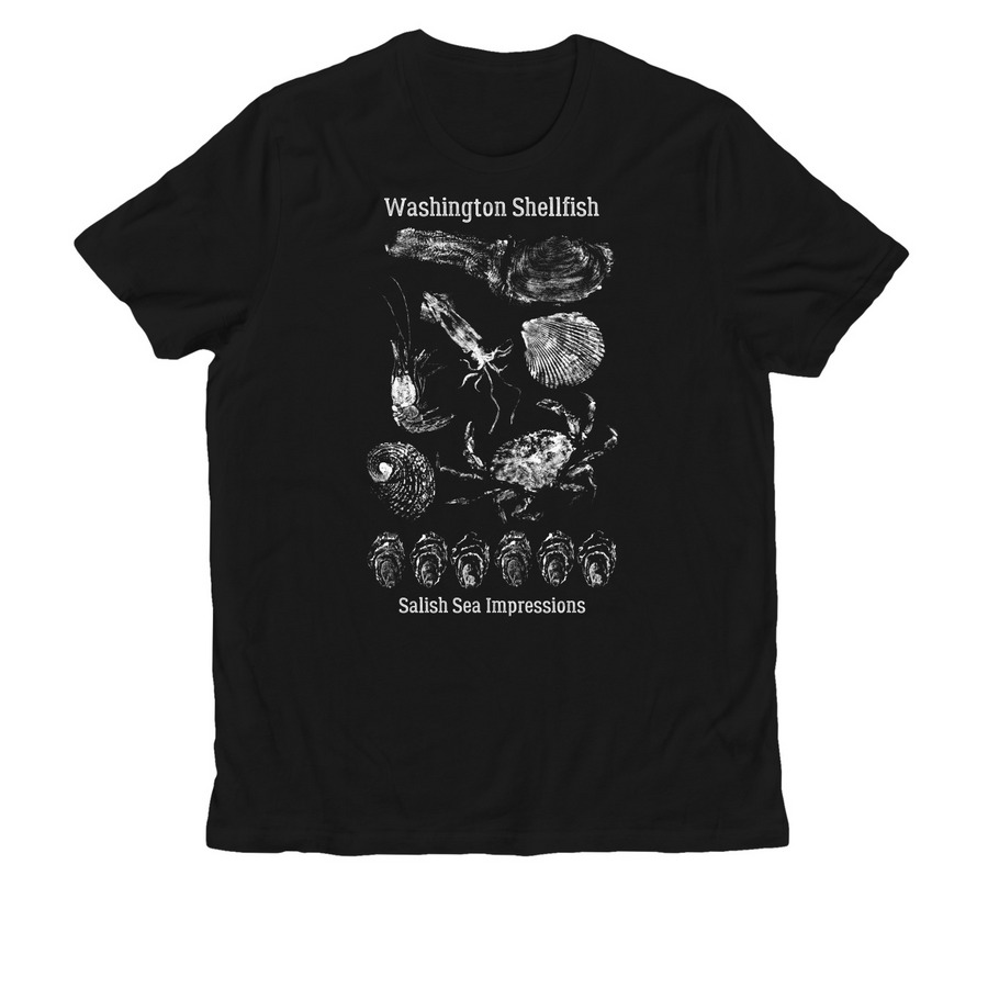 Washington Shellfish gyotaku tanks and shirts&nbsp;, a Deep Black Allmade Organic Cotton Unisex Tee