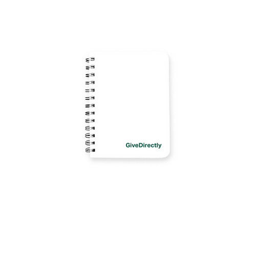GiveDirectly Notebook, a White Spiral Notebook