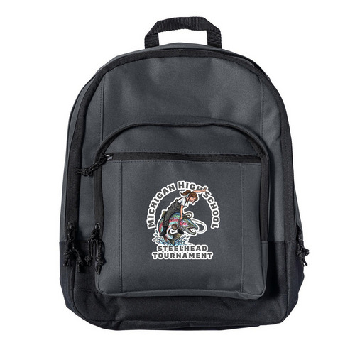 Michigan High School Steelhead Tournament - F, a Dark Charcoal Everyday Backpack