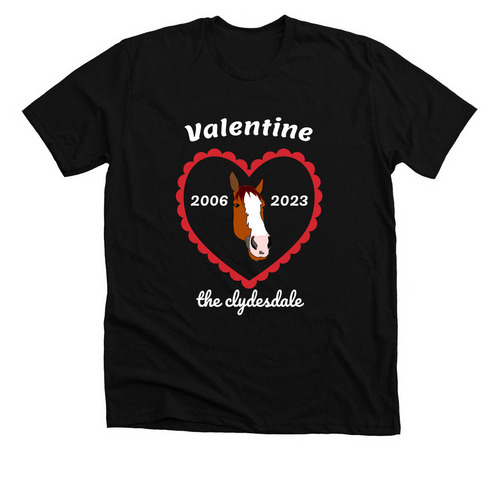 Valentine the Clydesdale, a Solid Black Blend Premium Unisex Tee