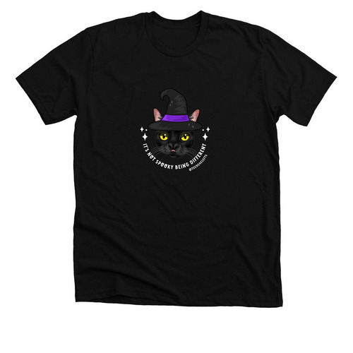 Witchy Cat, a Solid Black Blend Premium Unisex Tee