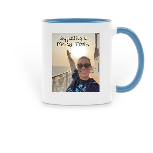 Mercy Mission Mug, a Light Blue Two-Tone Ceramic Mug