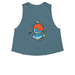 Halibut Moon by Lydia Dirks, a Heather Deep Teal Women's Cropped Racerback Tank