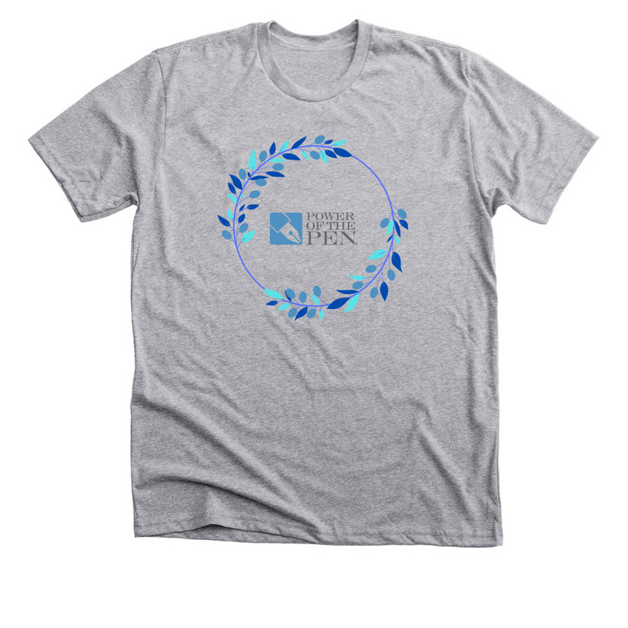 Power of the Pen Floral Design, a Athletic Heather Premium Unisex Tee