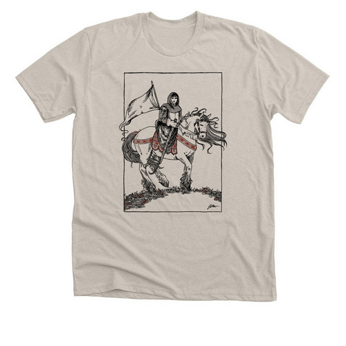 Knight and Horse, a Heather Dust Premium Unisex Tee