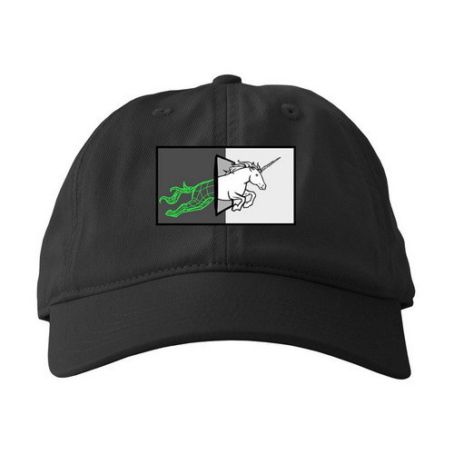 The UNICORN Castle Hats, a Black Printed Eco Baseball Cap