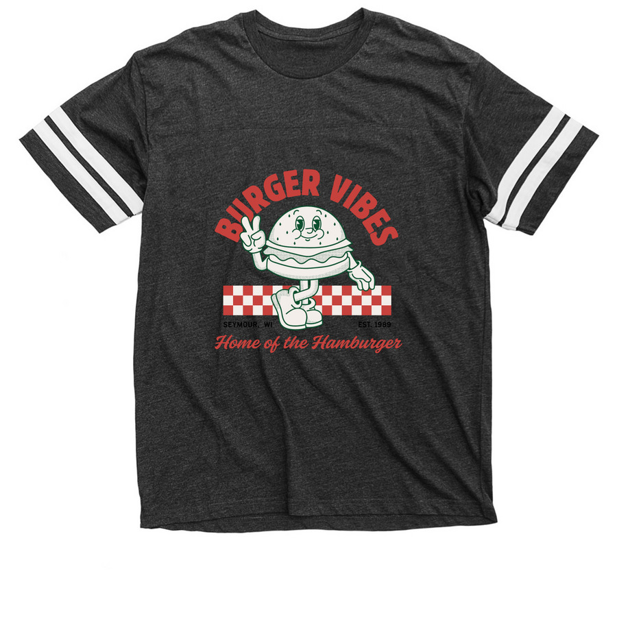 Burger Vibes&nbsp;, a Vintage Smoke / White Football Jersey Tee