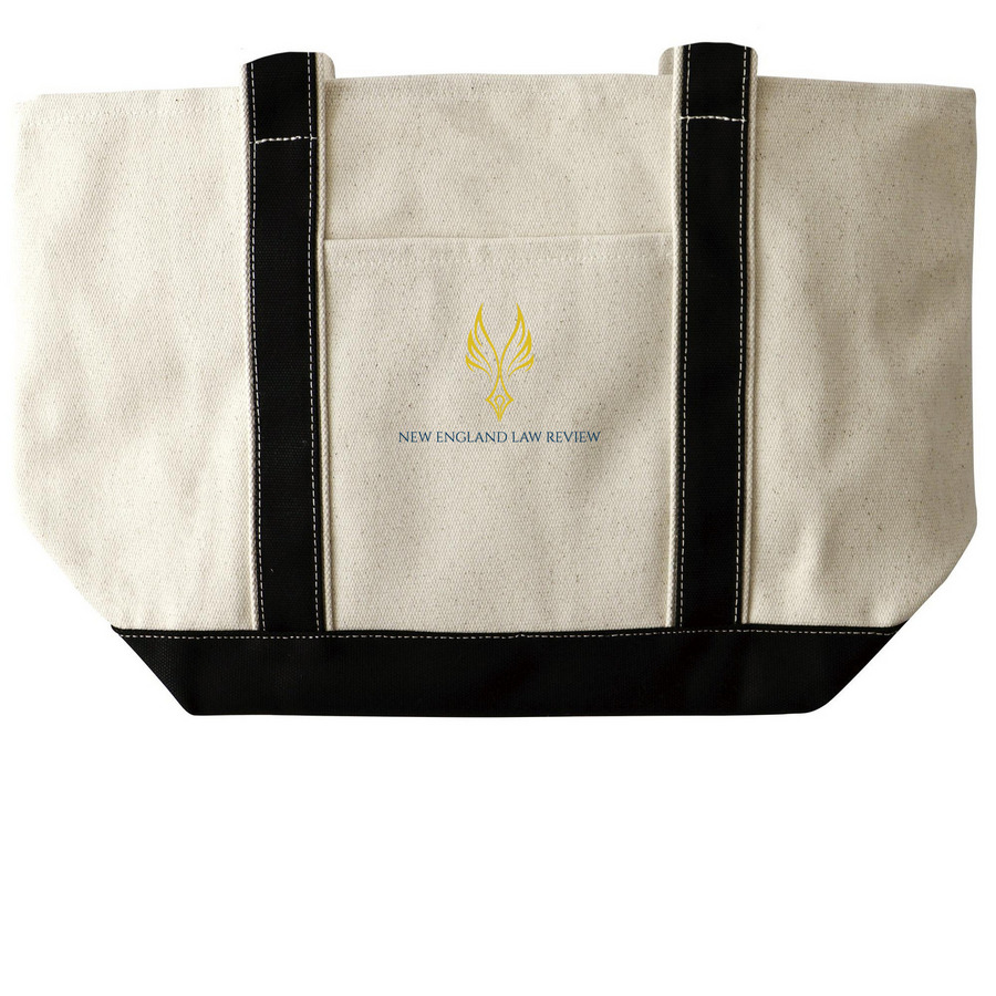 New England Law Review Tote, a Natural/Black Large Two-Tone Canvas Tote Bag