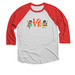 Philly Love Sculpture Shirt, a Red and Heather White 3/4 Sleeve Baseball Tee