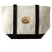 Cat Crew Carrier, a Natural/Black Large Two-Tone Canvas Tote Bag (back-view)
