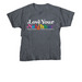 Love Your Neighbor Rainbow Tee, a Dark Heather Youth Unisex Tee
