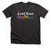 Love Your Neighbor Rainbow Tee, a Dark Grey Heather Premium Unisex Tee