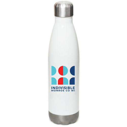 Water Bottle, a White Stainless Steel Water Bottle