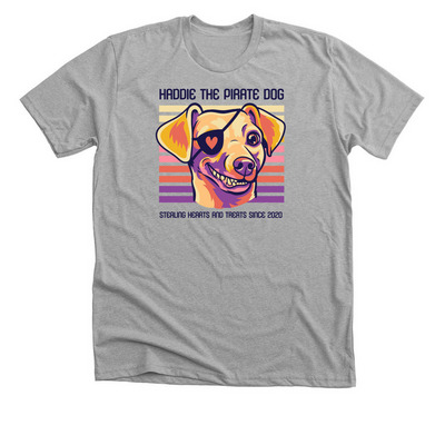 Haddie the Pirate Dog, a Athletic Heather Premium Unisex Tee