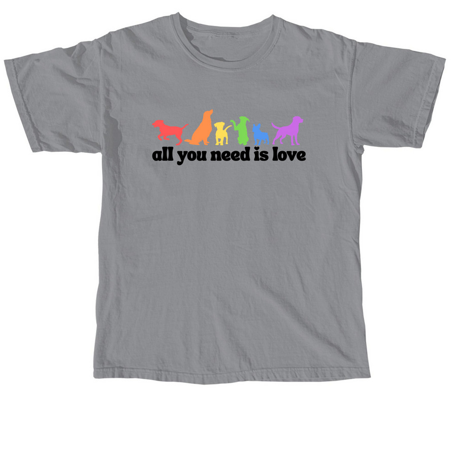 Love + Dogs, a Granite Comfort Colors Unisex Tee