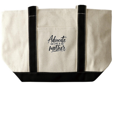 Love Made Me an Advocate, a Natural/Black Large Two-Tone Canvas Tote Bag