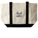 Love Made Me an Advocate, a Natural/Black Large Two-Tone Canvas Tote Bag