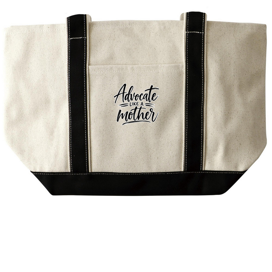 Love Made Me an Advocate, a Natural/Black Large Two-Tone Canvas Tote Bag