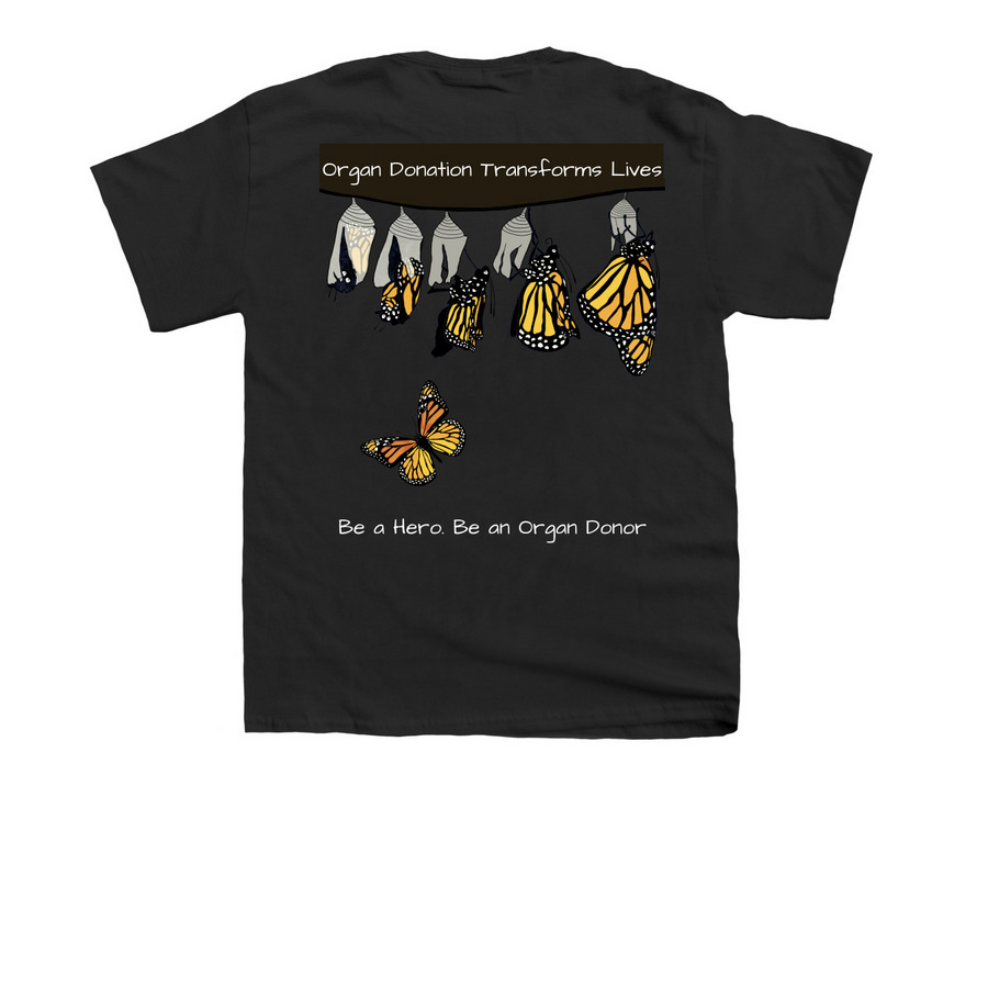 2024: Monarch Butterfly, a Black Youth Unisex Tee (back-view)