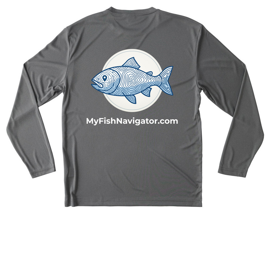 fresh design, a Grey Concrete Heather Unisex Performance Long Sleeve Tee (back-view)