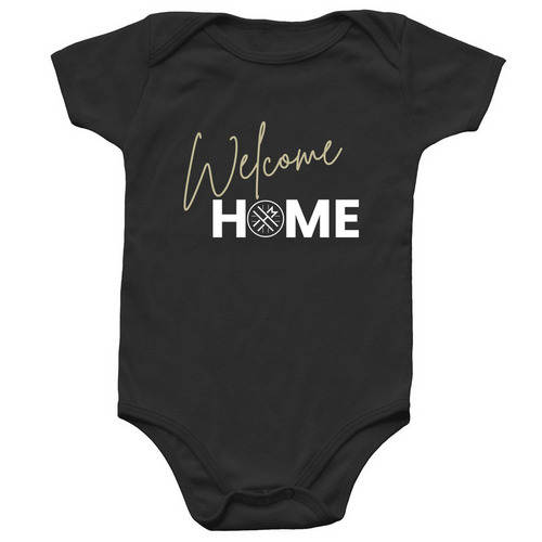 HMUMC Welcome Home Onesie, a Black Infant Onesie