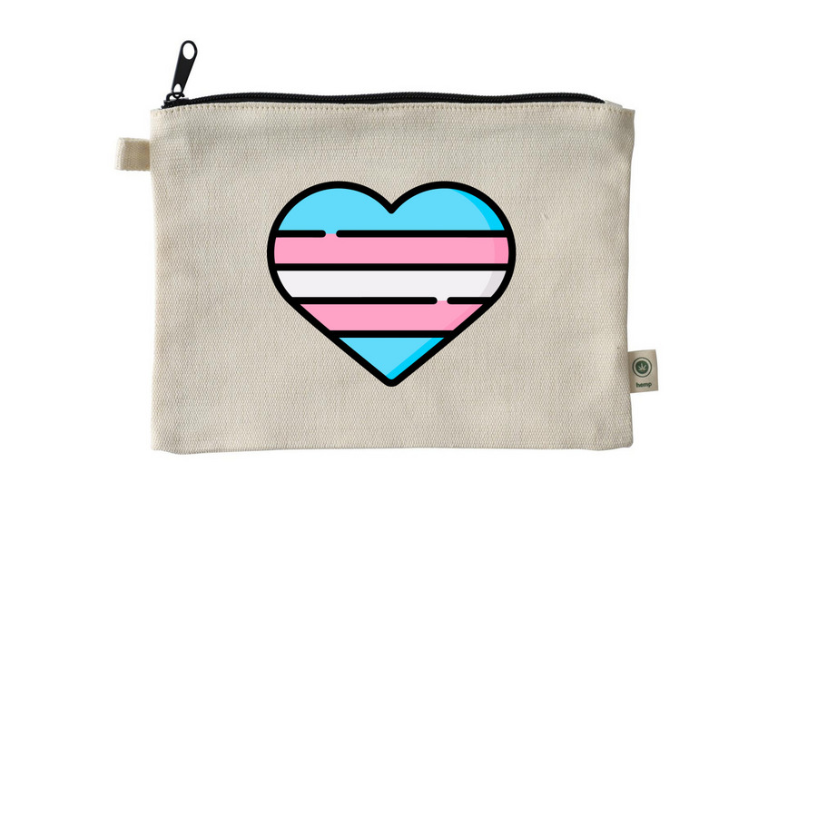 Trans Pride Pouch, a Natural 9"x7" Hemp Blend Pouch