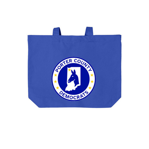 Porter County Democrats, a True Royal Cotton Canvas Tote Bag