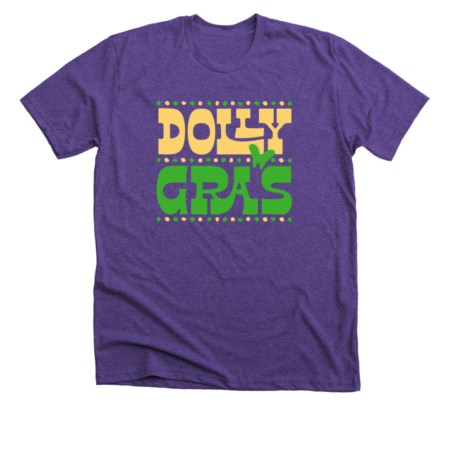 Dolly Gras Adult and Child, a Heather Team Purple Premium Unisex Tee