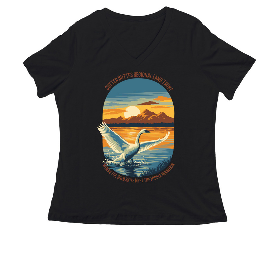 Sutter Buttes Regional Land Trust, a Black Women's Relaxed V-Neck Tee