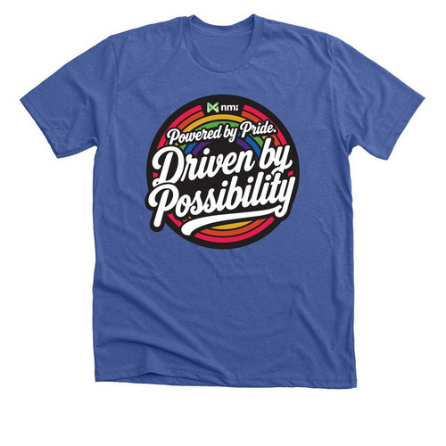 NMI is Powered by Pride, a Solid True Royal Premium Unisex Tee