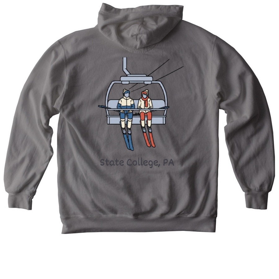 State College Comfort Colors, a Grey Comfort Colors Pullover Hoodie (back-view)