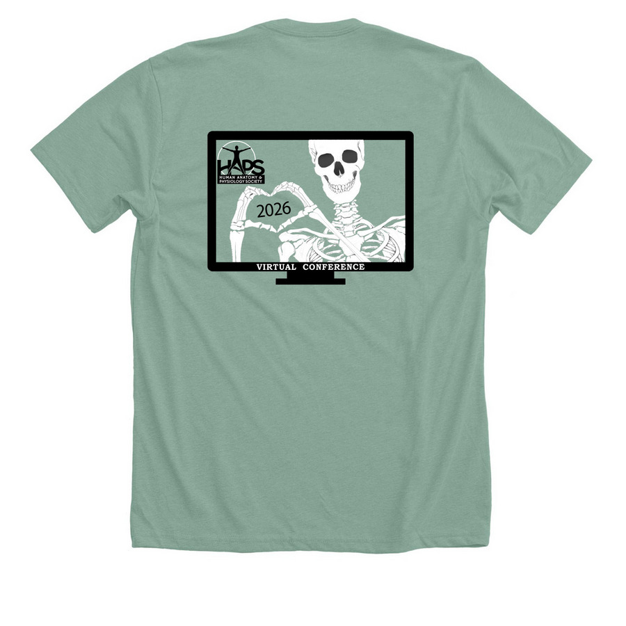 HAPS Virtual Conference Shirts and Hoodies, a Heather Dusty Blue Premium Unisex Tee (back-view)